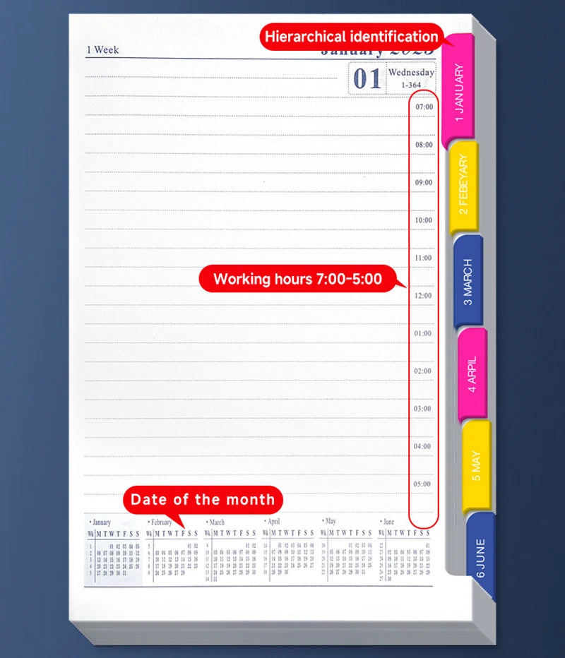 2025 A5 Day A Page Diary With Appointment Times Hardback Desk Organiser Planner School Office Suppliers
