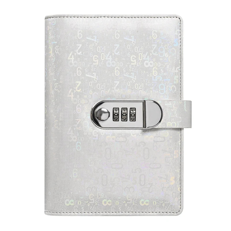 A6 Laser Combination Lock DIY Binder Notebook Cover Diary Agenda Planner Paper Cover School Stationery