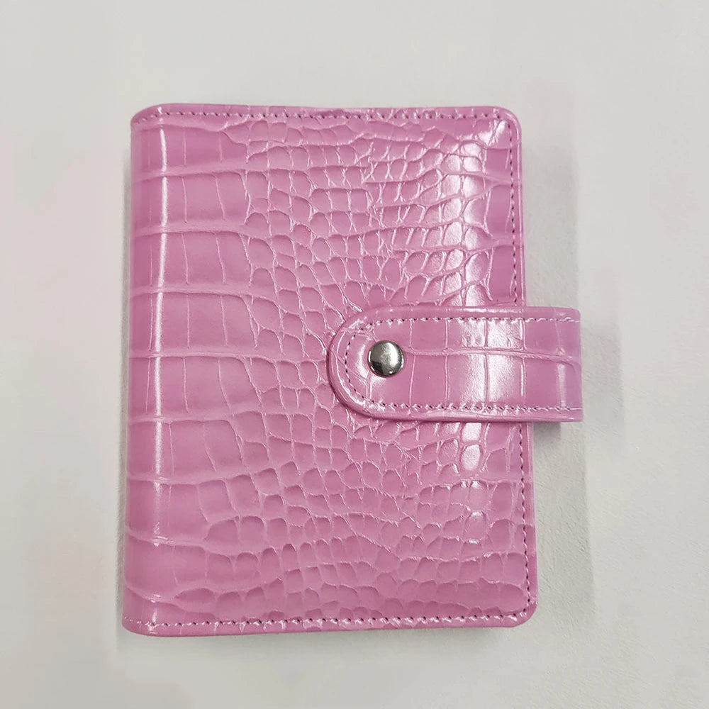 A7 Small Notebook Binder Faux Crocodile Leather Notepad Portable Budget Sheets ,with 45 Blank Inside Pages