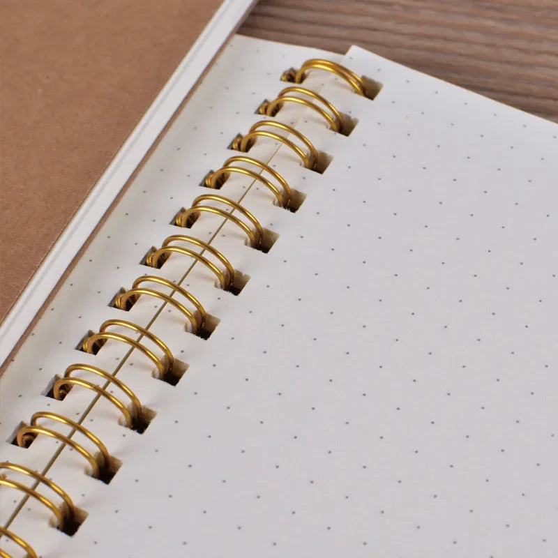 B5 Spiral Notebook 50 Sheets Kraft Paper Cover Dot Blank Grid Line Inner Page Notebook Journal Diary Notepad Drawing Sketchbook
