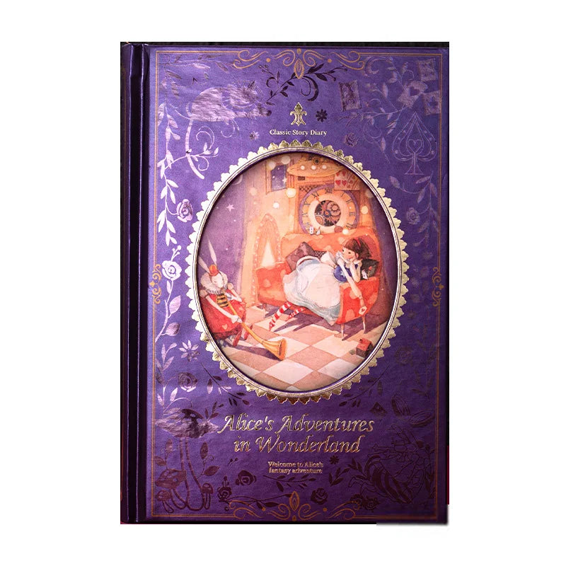 (Alice's Adventures in Wonderland) Hardcover Notebook Coloring Page Illustration Retro Pretty Diary Student Notepad