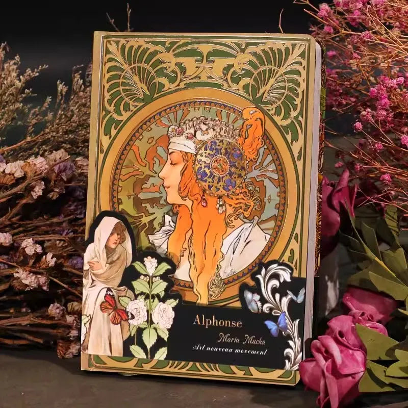Mucha Famous Painting Series Hardcover Notebooks Classic Design Color Page Illustration B6 Retro Diary Student Notepad