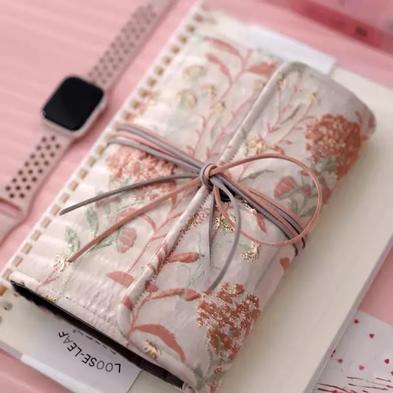 Beautiful Cloth Cover Notebook Girls Retro Chinese Style Girls Loose-leaf Diary Portable Scrapbook Binder Notepad Gift