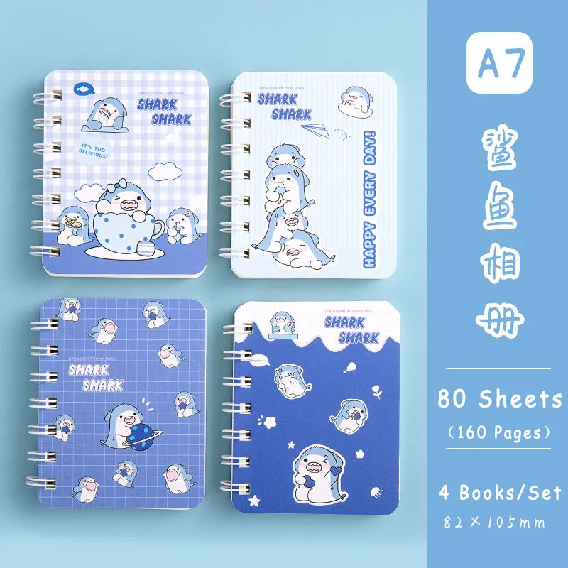 1/2/3 Random Kawaii Books Set A7 Small Notepad Coil Notebook 80 Sheets Cute Korean Stationery School Supplies for Students