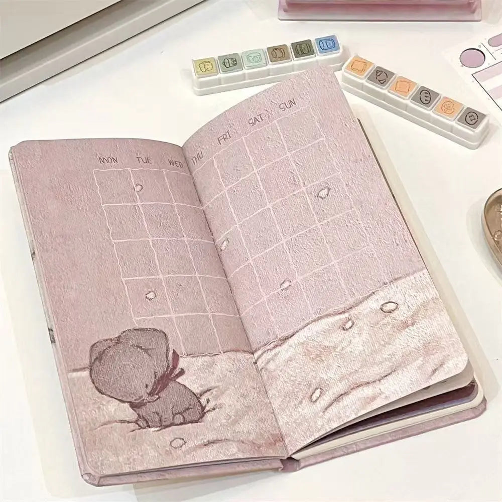 Cute Little Elephant Schedule Planning Notebook Color Inner Page Cartoon illustration Daily Planner Portable Pocket Book