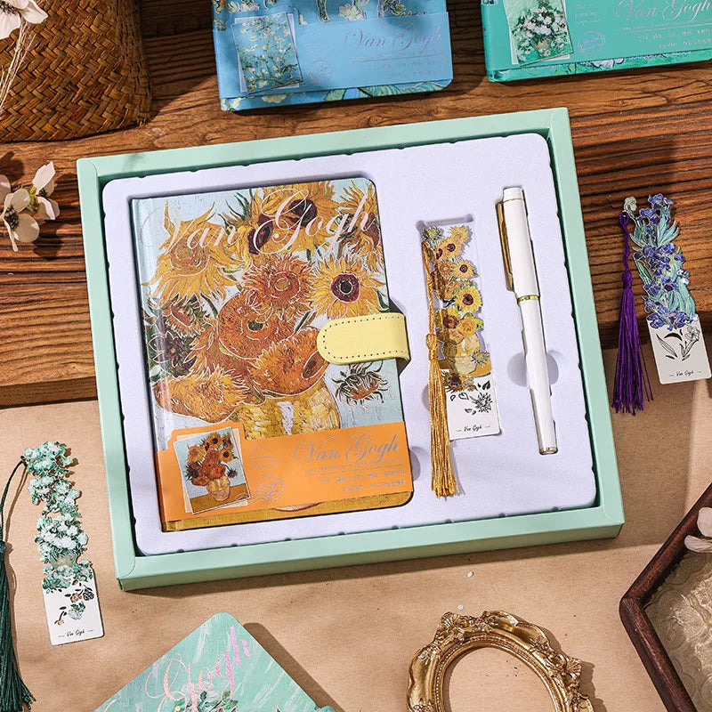 Vintage Oil Painting Handbag Gift Set Van Gogh Oil Painting Impression Series High Beauty Handbag Student Gift