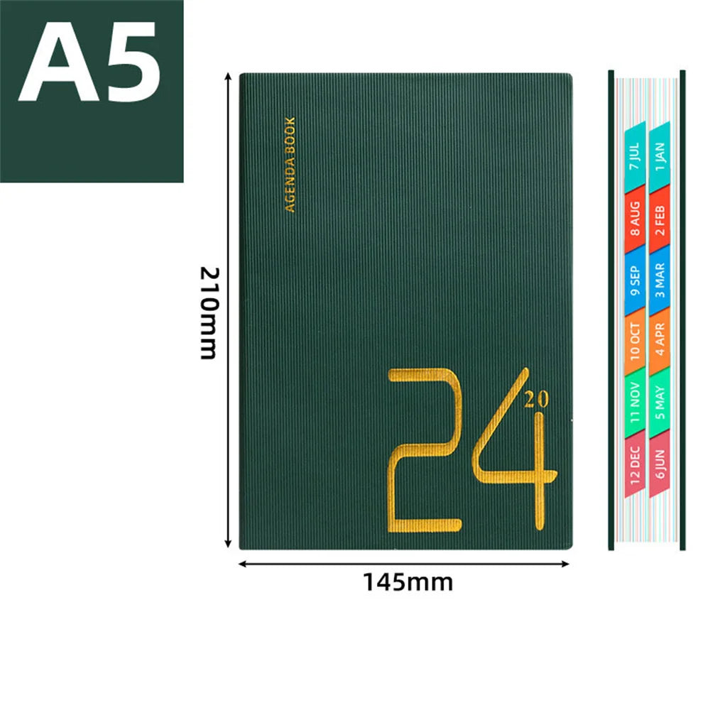 A5 Notebook Daily Weekly Monthly Planner 2024 Schedule Agenda Book 365 Days Notepad Writing Pads Office School Supplies