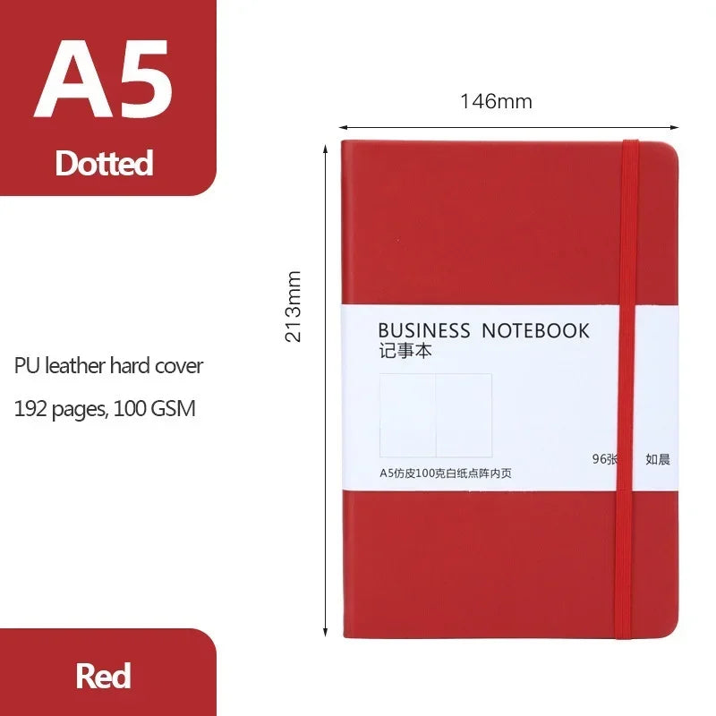 A5 Notebook 96 Sheets of Point Drawing Paper Fabric Hard Cover Student Study Plan Book Schedule School Office Stationery