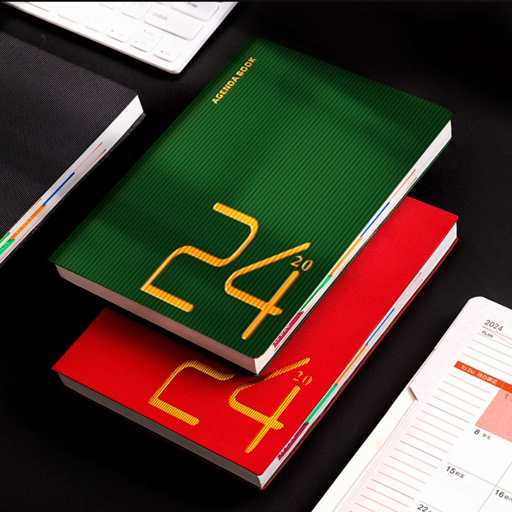 A5 Notebook Daily Weekly Monthly Planner 2024 Schedule Agenda Book 365 Days Notepad Writing Pads Office School Supplies