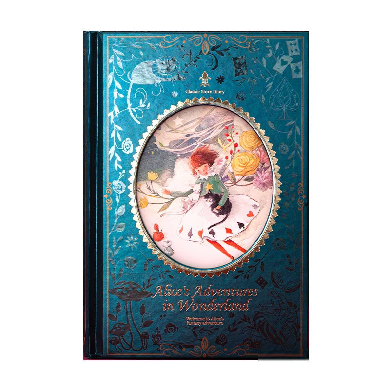 (Alice's Adventures in Wonderland) Hardcover Notebook Coloring Page Illustration Retro Pretty Diary Student Notepad