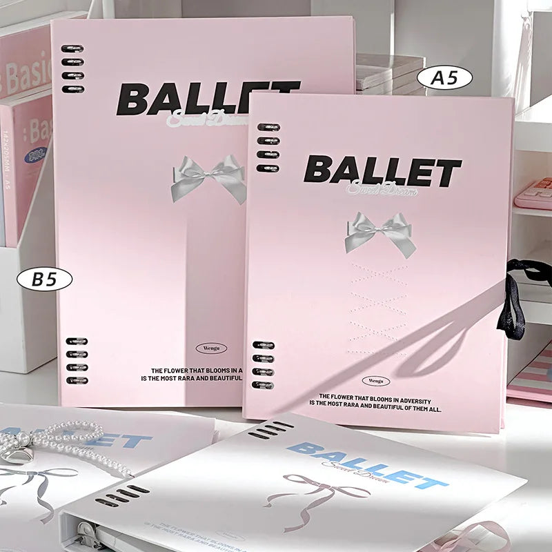 A5 Loose-Leaf Notebook Bow Detachable Notebook Binder Lined Book Spiral Note Book School Student Supplies