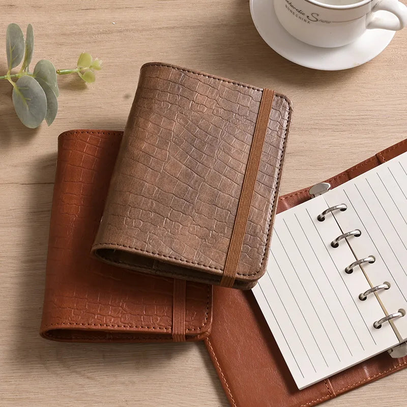 Mini A8 binder notebook loose-leaf soft leather M5 notepad portable pocket notebook ,with 40 blank inner pages