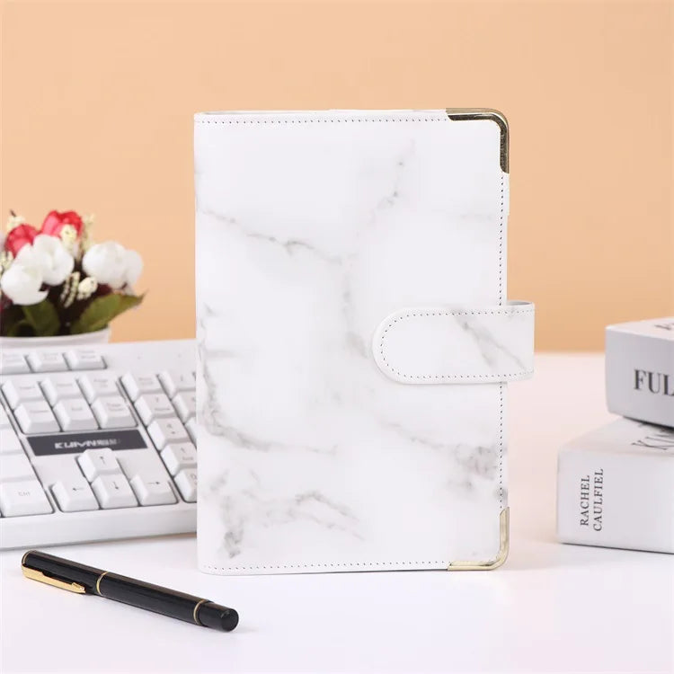 A5 A6 Marble Pink PU Binder Notebook DIY Binder Notebook Cover Diary Agenda Planner Paper Cover School Stationery