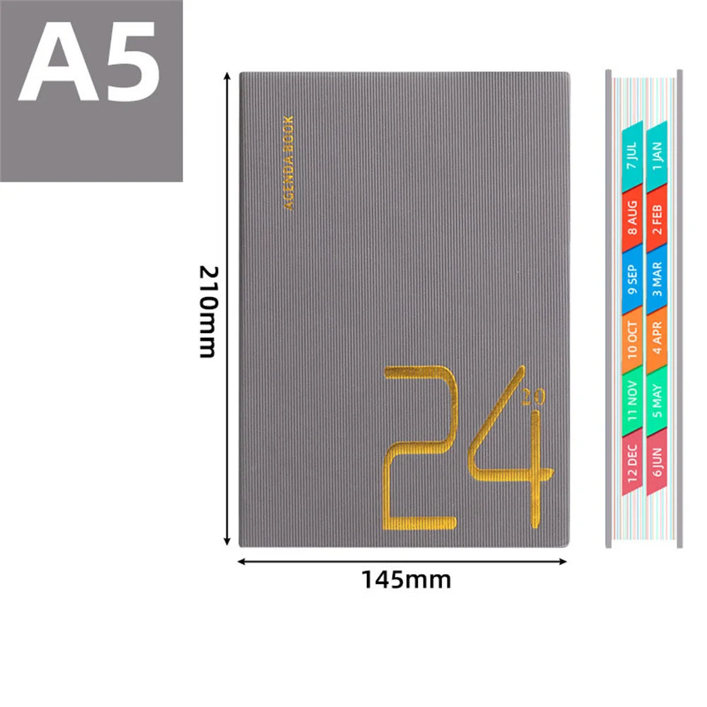 A5 Notebook Daily Weekly Monthly Planner 2024 Schedule Agenda Book 365 Days Notepad Writing Pads Office School Supplies