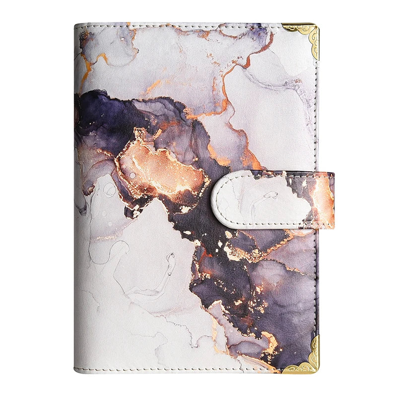 A6 Purple Pink Marble Colorful Money Budget Planner Binder Cover Diary Agenda Planning Paper Cover School Stationery