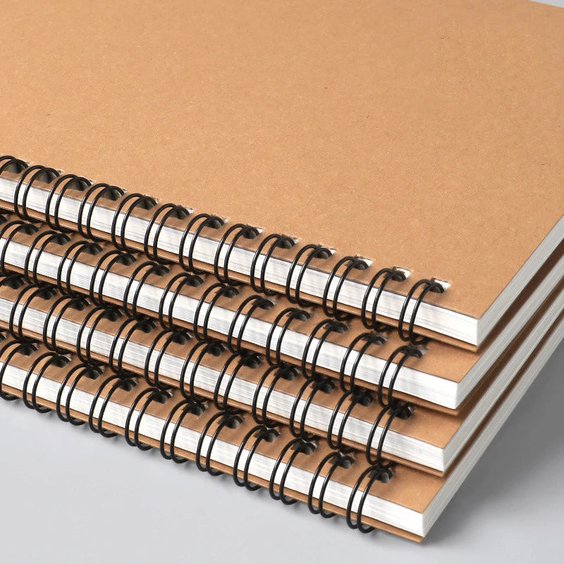 A5 B5 Spiral Notebook Kraft Paper Cover Blank Grid Dot Lined Diary Sketchbook Book School Stationery Supplies