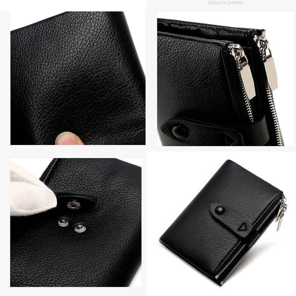 Small Notebook Soft Leather Multifunctional Wallet Student Binder A8&M5 Notepad Girls Portable Card Holder ,With inner pages
