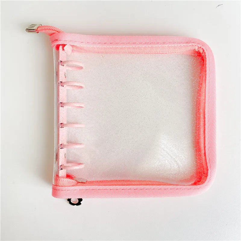 A7 Square Macaron Pink PU Leather DIY Binder Notebook Cover Diary Agenda Planner Paper Cover School Stationery