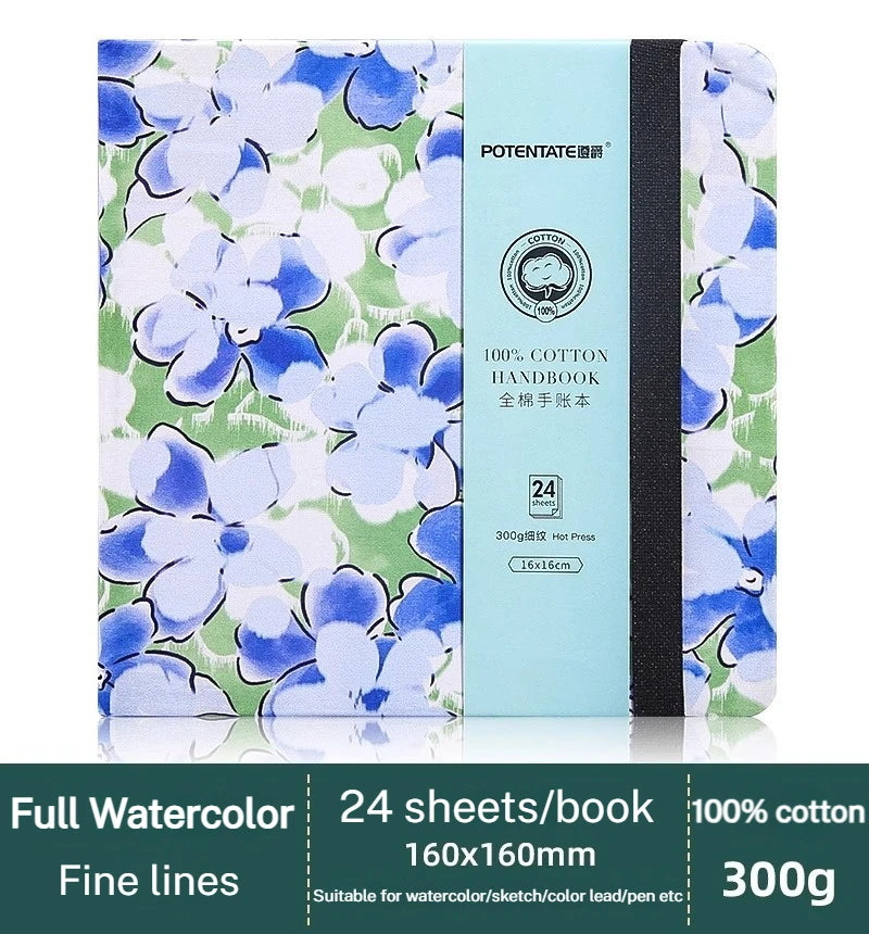 100% Cotton Square Watercolor Paper Book 24 Sheets 300g Art Student Painting Drawing Paper Sketchbook Journal Drawing Notebook