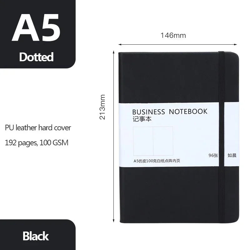 A5 Notebook 96 Sheets of Point Drawing Paper Fabric Hard Cover Student Study Plan Book Schedule School Office Stationery