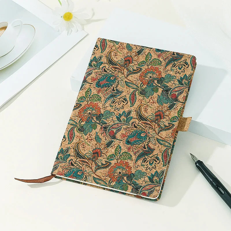Cork Material Cover Retro Pattern Notebook A5 Bohemian Style Diary Student Notepa