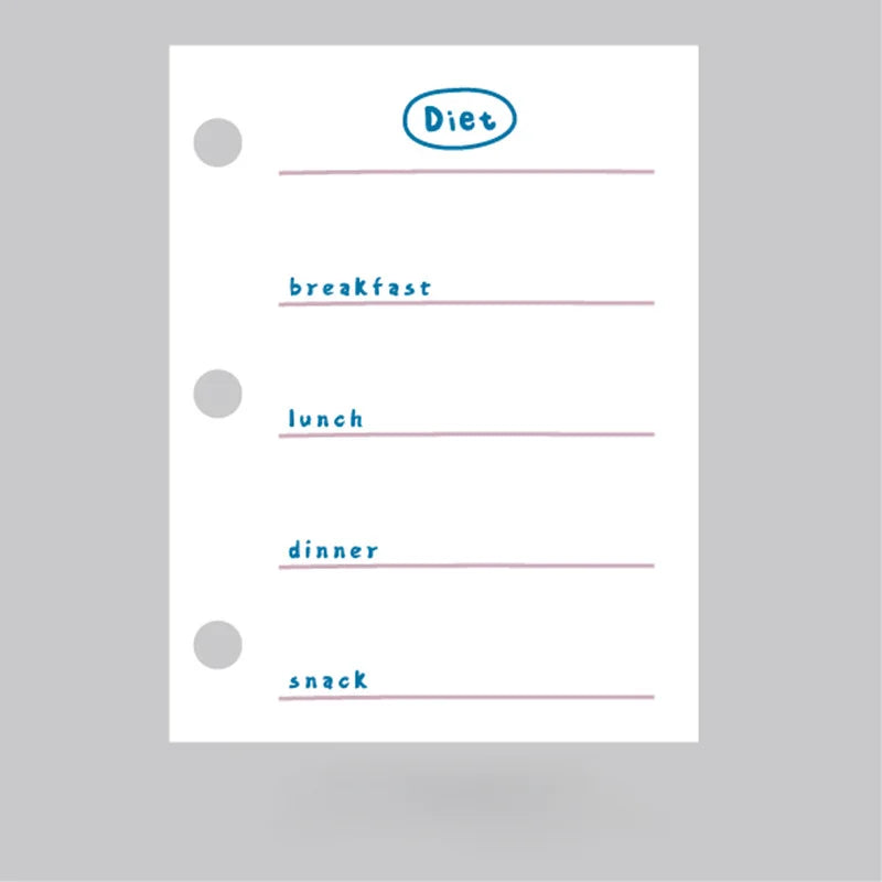 A8 3Holes Loose Leaf Notebook Refill Spiral Binder Inner Page Weekly Monthly To Do Inside Paper Stationery
