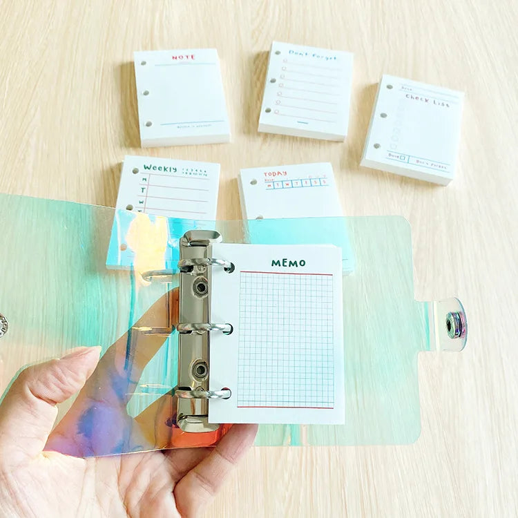 A8 3Holes Loose Leaf Notebook Refill Spiral Binder Inner Page Weekly Monthly To Do Inside Paper Stationery