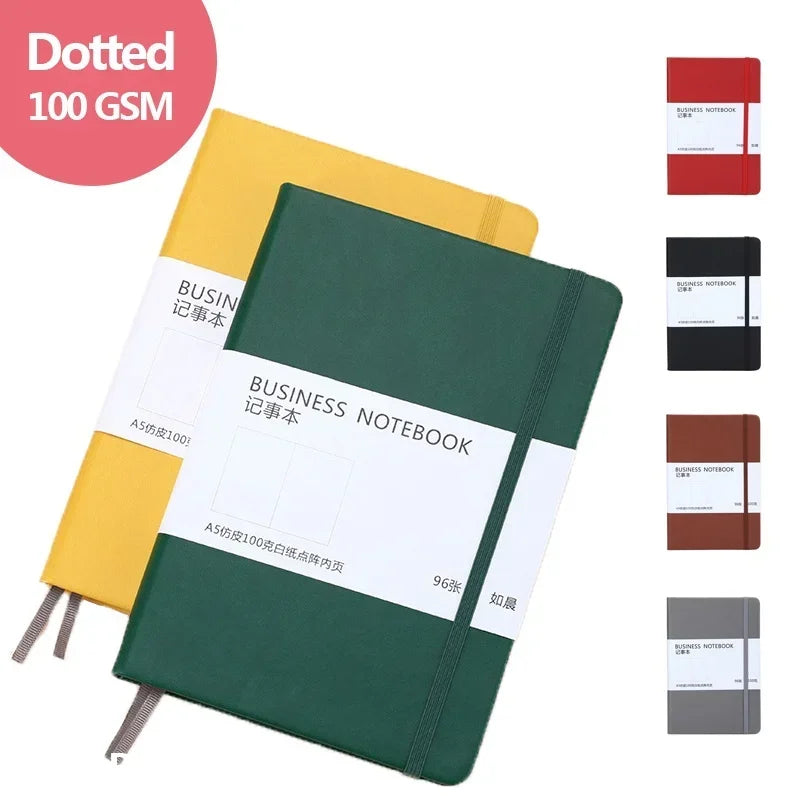 A5 Notebook 96 Sheets of Point Drawing Paper Fabric Hard Cover Student Study Plan Book Schedule School Office Stationery