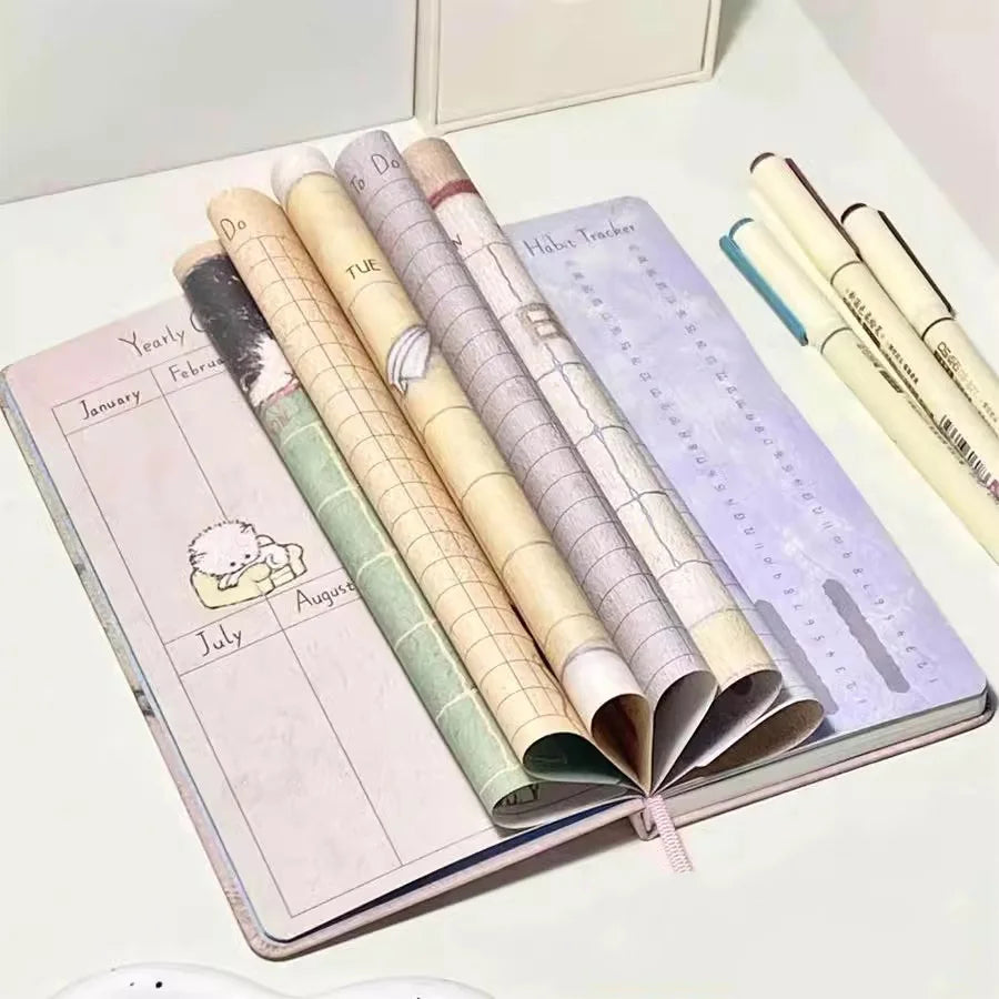 Cute Little Elephant Schedule Planning Notebook Color Inner Page Cartoon illustration Daily Planner Portable Pocket Book