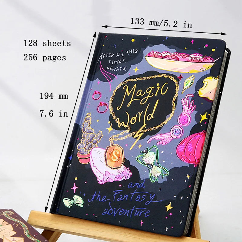 Beautiful Illustrations Magic World Notebook Retro Colorful Inner Pages Hardcover Diary Student Notebook