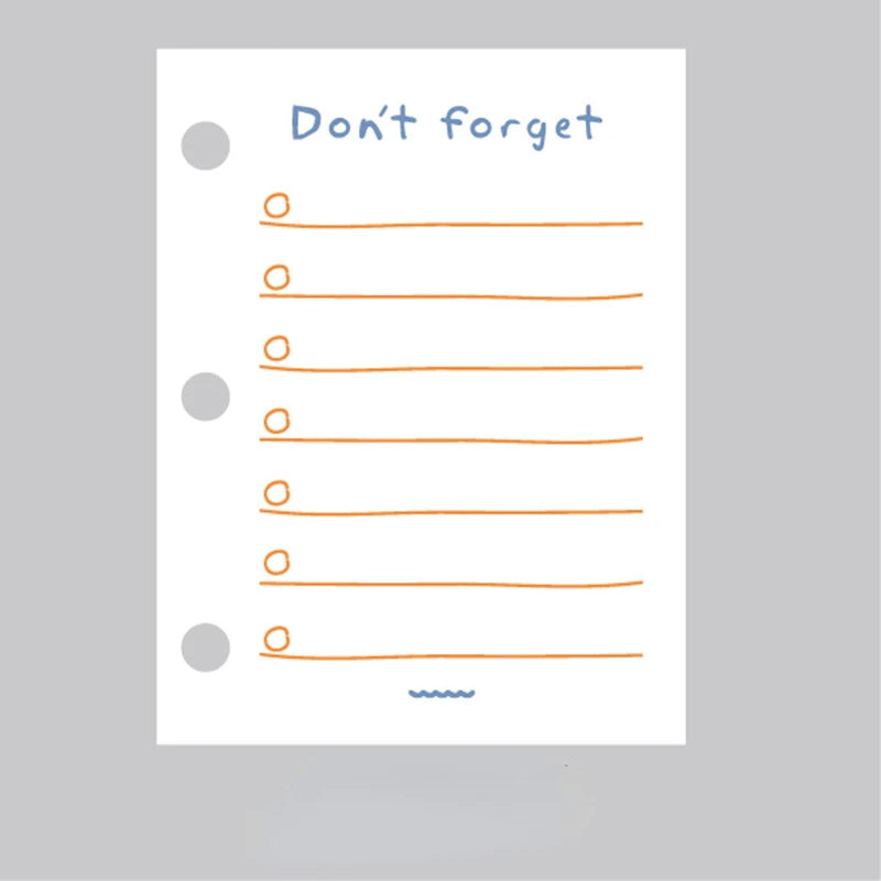 A8 3Holes Loose Leaf Notebook Refill Spiral Binder Inner Page Weekly Monthly To Do Inside Paper Stationery