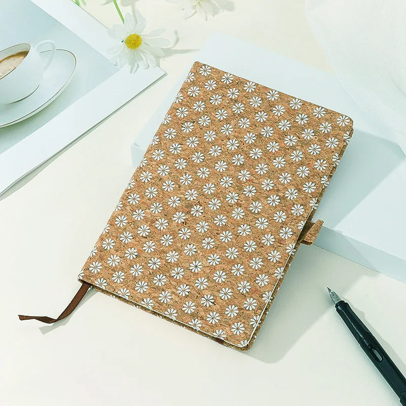 Cork Material Cover Retro Pattern Notebook A5 Bohemian Style Diary Student Notepa