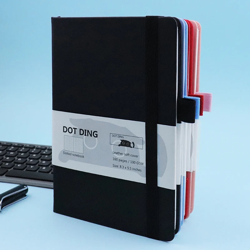A5 Dotted Inner Notebook PU Leather Skin Hard Cover 100GSM Paper 80 Sheets Notebooks Korean Stationery School Office Supplies
