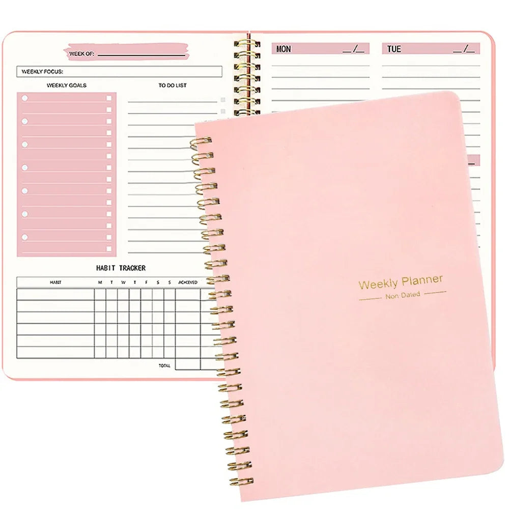 Planner Schedule Agenda Notebook Efficiency Daily Weekly Monthly Diary Journal for Students School Office Stationery Supplies