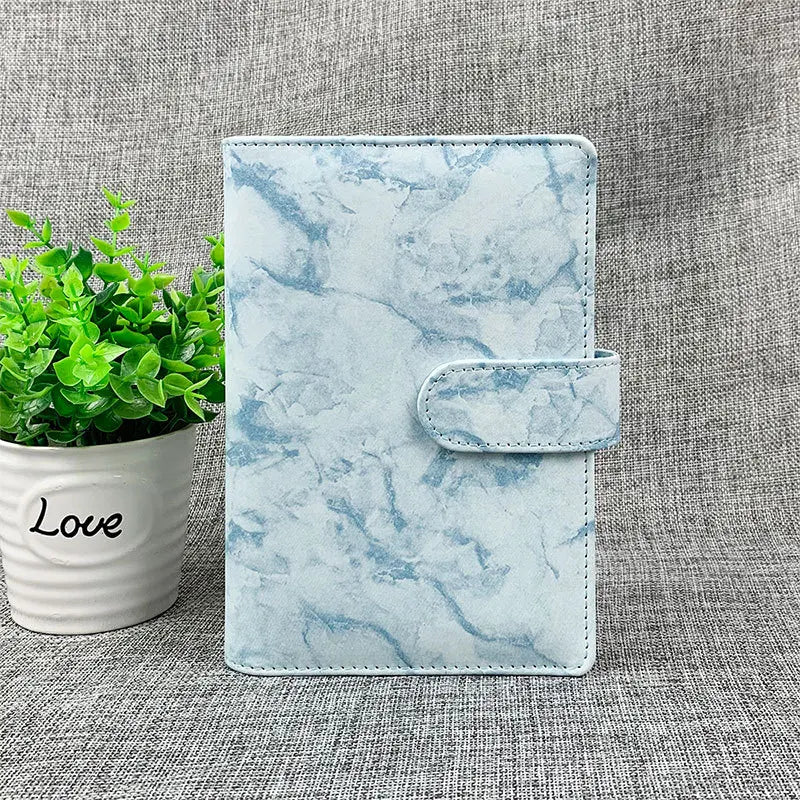 A5/A6 PU Leather Marbled Notebook Binder Budget Planner 6 Ring Binder Hand Ledger Cover School Stationery