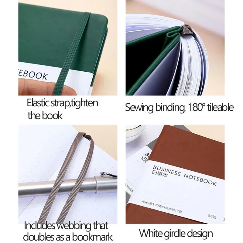 A5 Notebook 96 Sheets of Point Drawing Paper Fabric Hard Cover Student Study Plan Book Schedule School Office Stationery