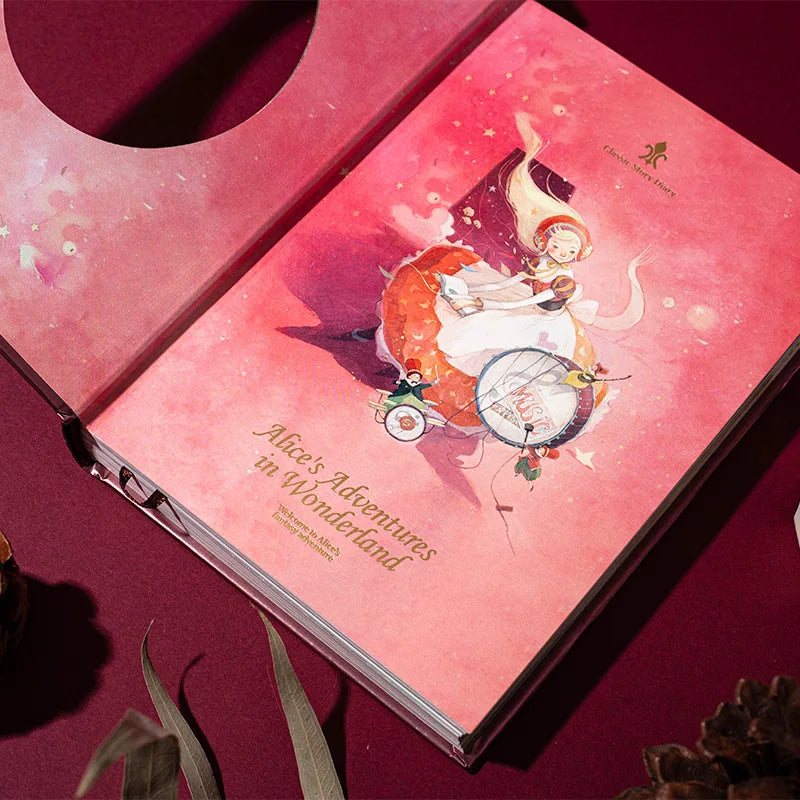 (Alice's Adventures in Wonderland) Hardcover Notebook Coloring Page Illustration Retro Pretty Diary Student Notepad
