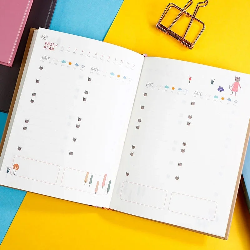 Creative Work Schedule 365 Day Planner Cartoon Diary Notepad Notebook Daily Planner Planner Supplies School