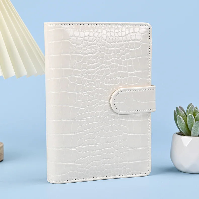 A5 A6 A7 Crocodile Color 6 Ring Binder PU Clip-on Notebook Leather Loose Leaf Notebook Cover Notebooks Journal Stationery
