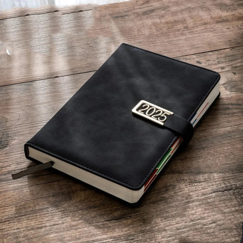 Skin Texture Leather Buckle Calendar A5 Notebook Thickened Meeting Notes Business Office Leather Face Notebook Diary