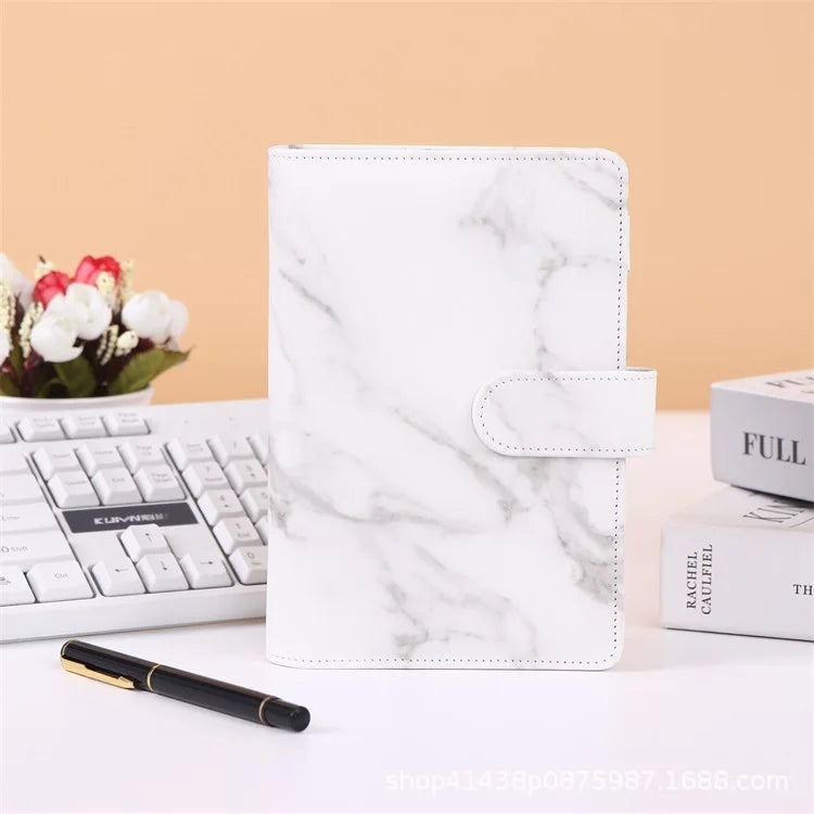 A5 A6 Marble Pink PU Binder Notebook DIY Binder Notebook Cover Diary Agenda Planner Paper Cover School Stationery