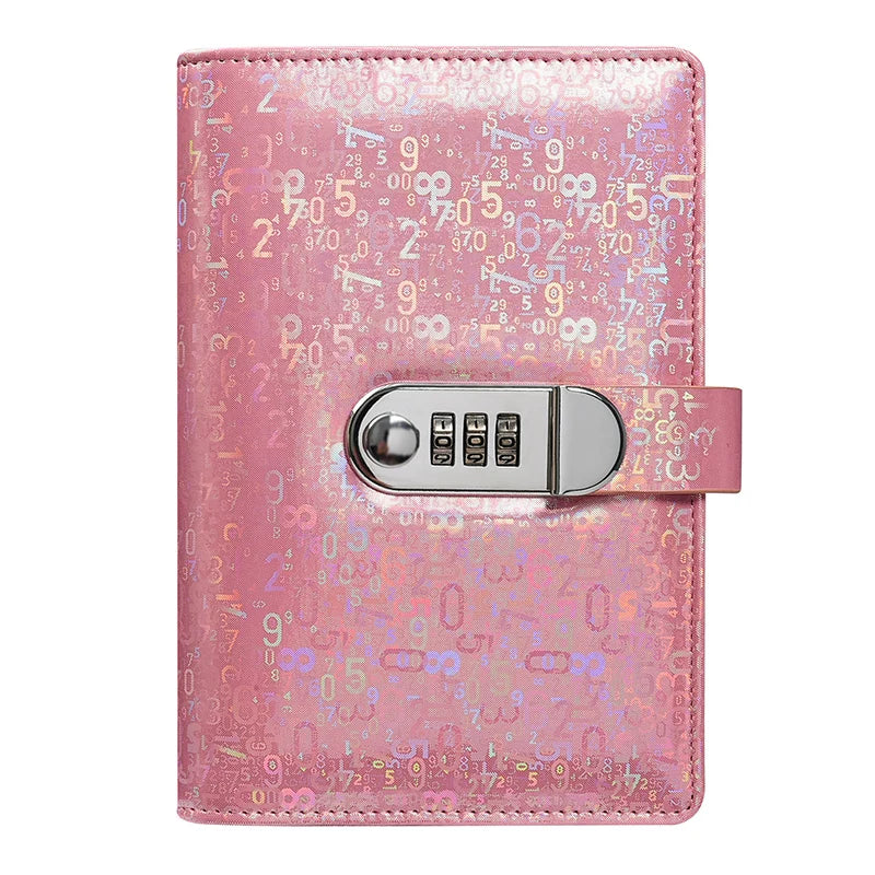 A6 Laser Combination Lock DIY Binder Notebook Cover Diary Agenda Planner Paper Cover School Stationery