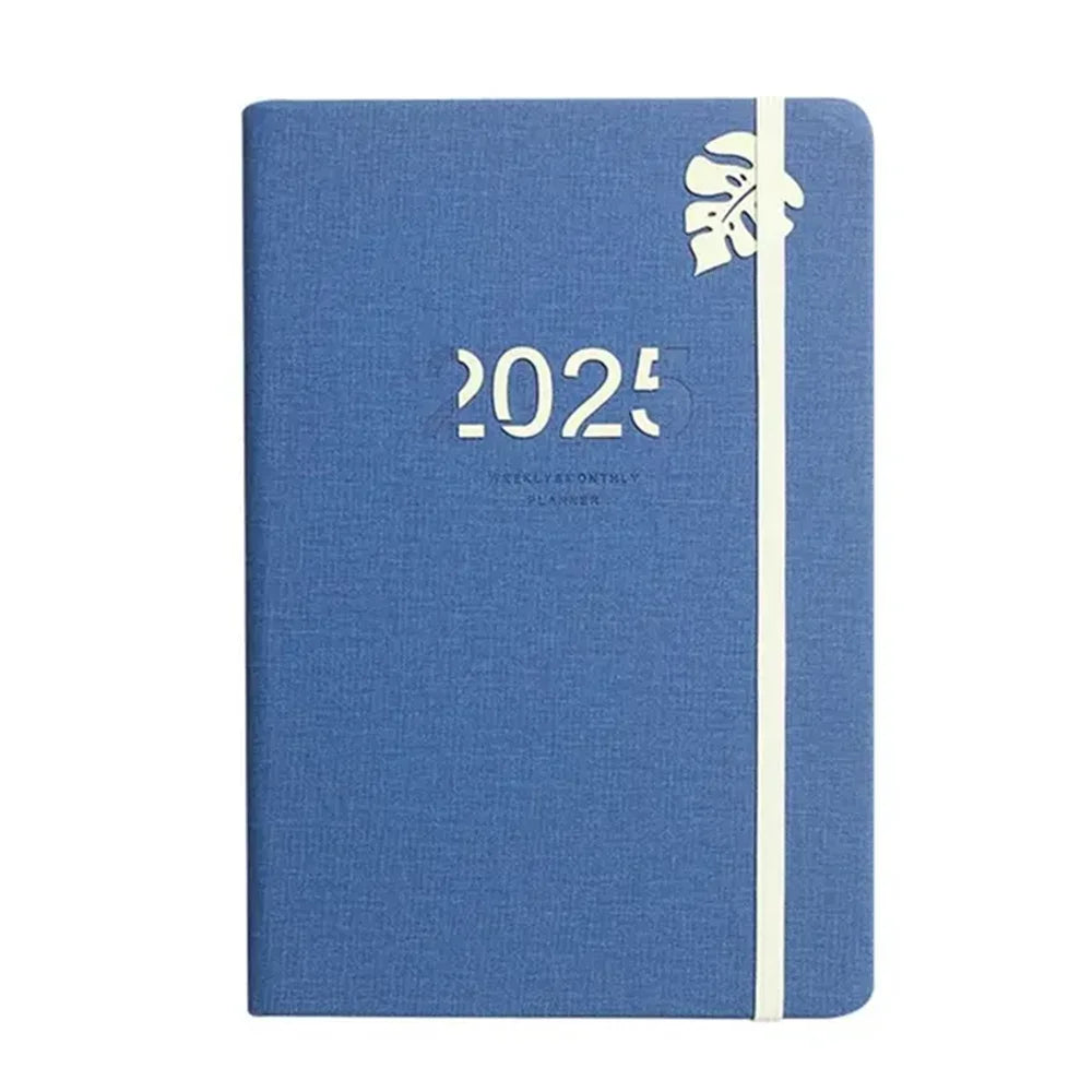 2025 A5 Solid Pu Portable Agenda Book English Calendar Book Notepads Creative Daily Planner Reminder Desktop Date Calendar