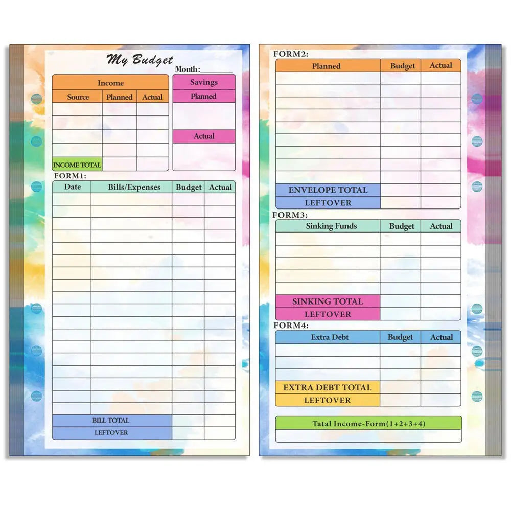 A6 Loose Leaf Notebook Refill Spiral Binder Inner Page Budget Page Monthly Weekly Daily Planner Agenda To Do Line Inside Paper