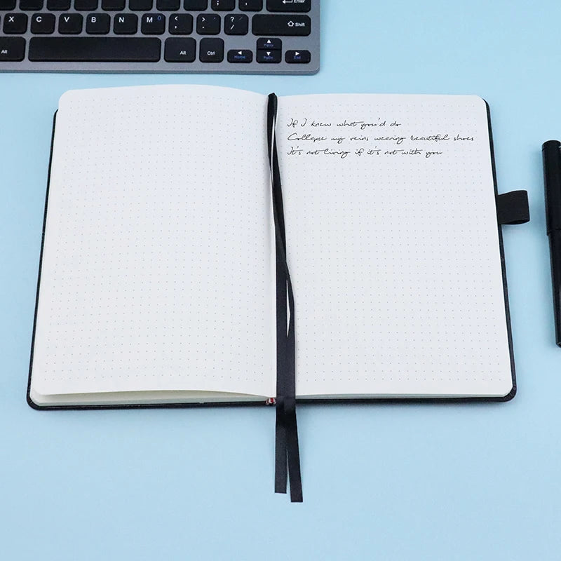A5 Dotted Inner Notebook PU Leather Skin Hard Cover 100GSM Paper 80 Sheets Notebooks Korean Stationery School Office Supplies