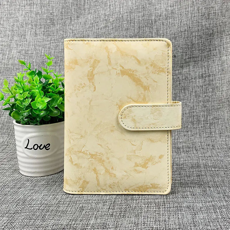 A5/A6 PU Leather Marbled Notebook Binder Budget Planner 6 Ring Binder Hand Ledger Cover School Stationery