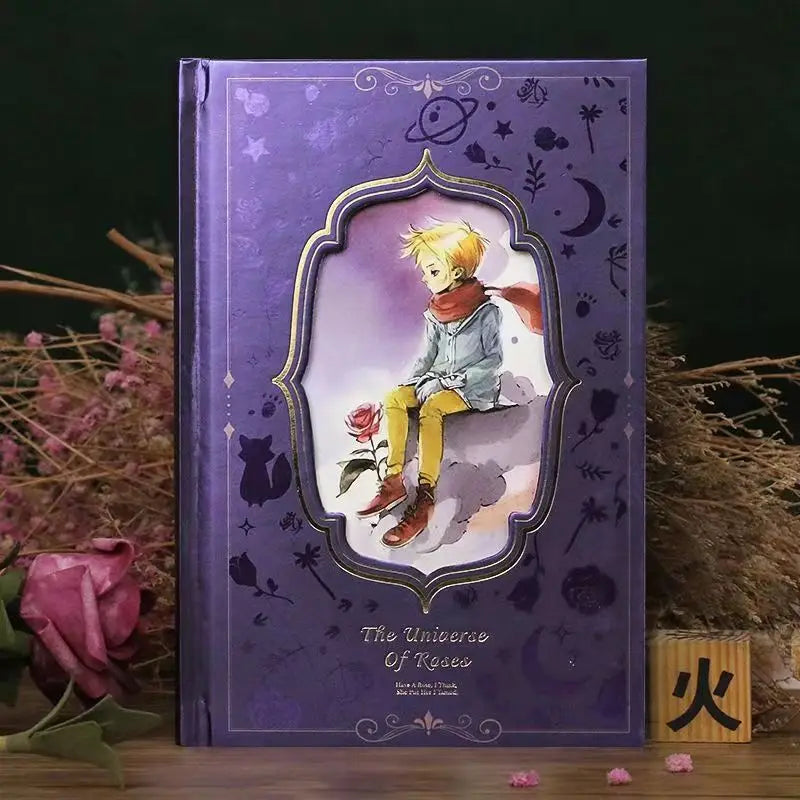 (Prince and Rose Series) Hardcover Notebook Cute Illustrations 128 Sheets Full Color Pages B6 Diary Student Notepad