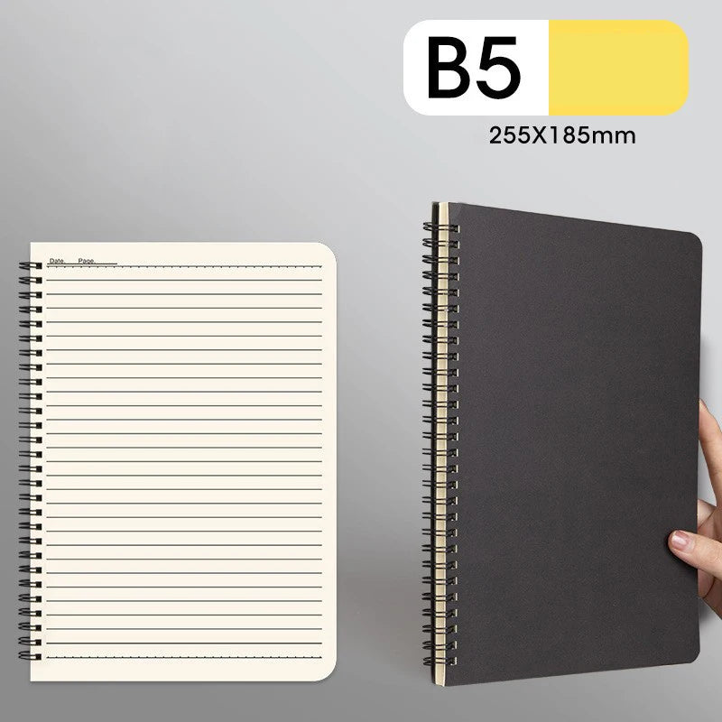 A5 B5 Spiral Notebook Kraft Paper Cover Blank Grid Dot Lined Diary Sketchbook Book School Stationery Supplies