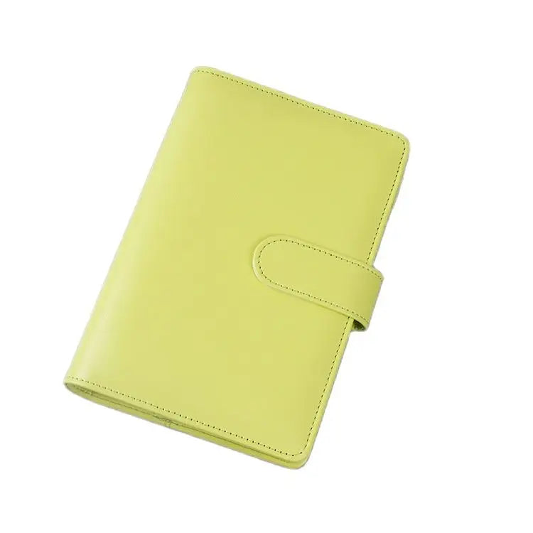 Macaron Color A5 A6 6 Ring Binder PU Clip-on Notebook Leather Loose Leaf Notebook Cover Notebooks Journal Kawaii Stationery