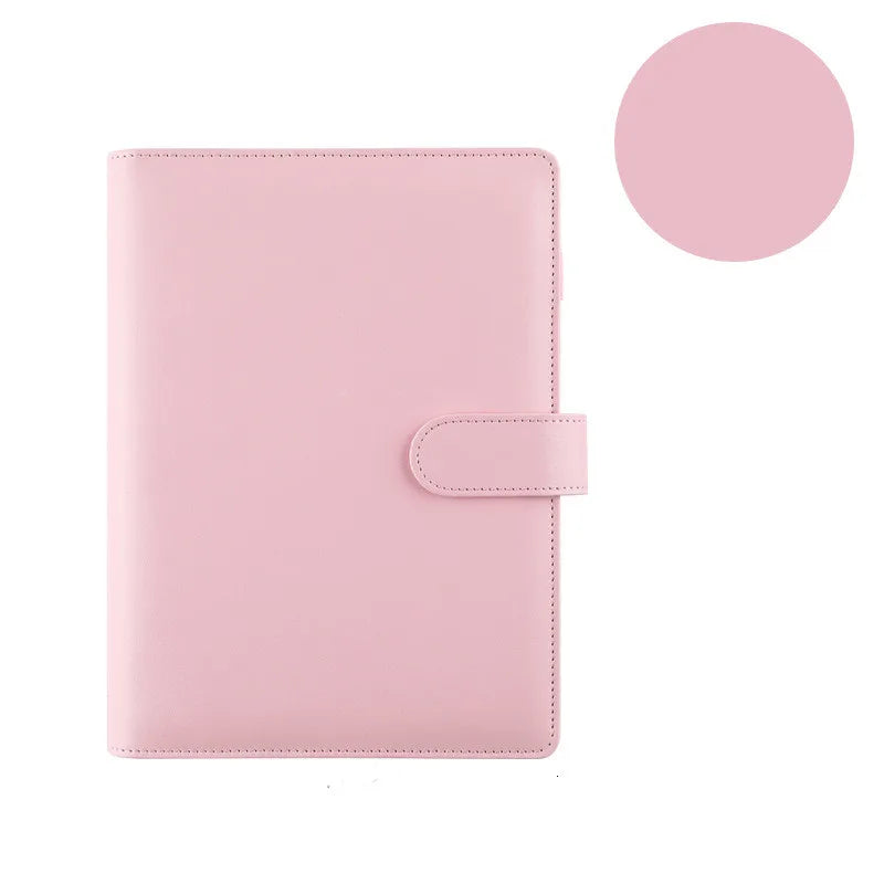 Macaron Color A5 A6 6 Ring Binder PU Clip-on Notebook Leather Loose Leaf Notebook Cover Notebooks Journal Kawaii Stationery